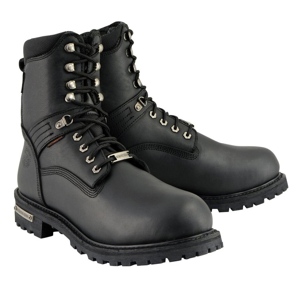 Milwaukee Leather Men’s 7" Lace-to-Toe Waterproof Leather Boots – Black – Wide –